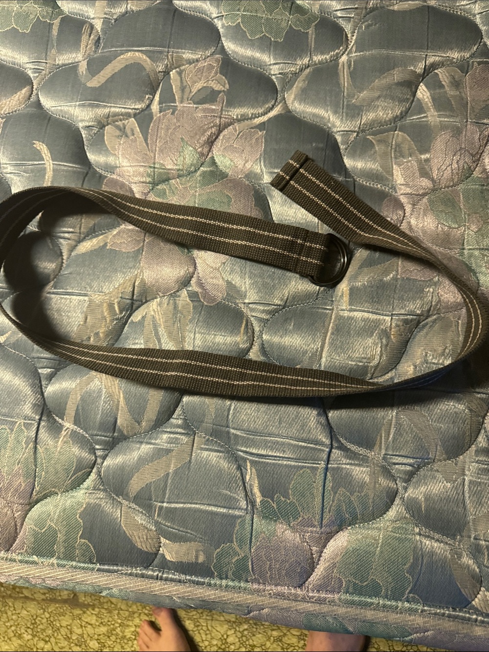 Men's Gray Webbing Belt with D-Ring Closure